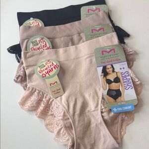 Maidenform Lace Firm Control Shaping Briefs 3 Pairs Size Small / 5